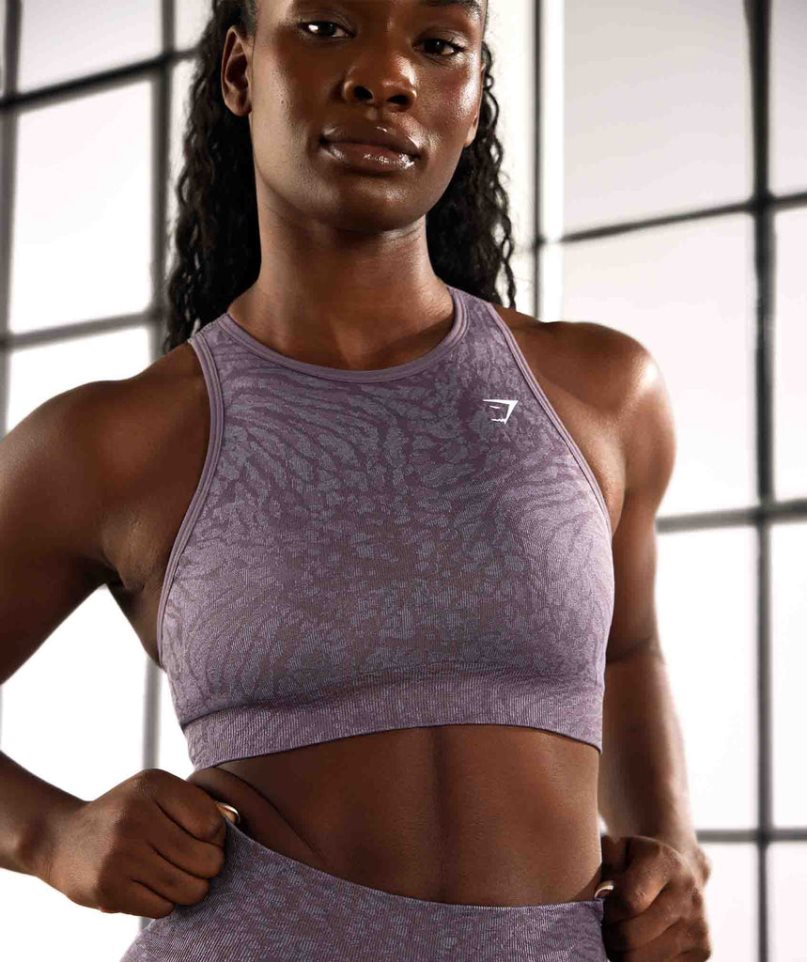 Women's Gymshark Adapt Animal Seamless Sports Bra Purple | NZ 3BRMCI